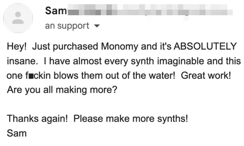 Customer feedback about Monomy, review 4
