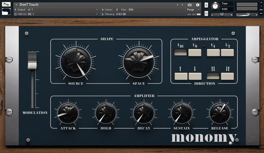Monomy instrument interface in Kontakt